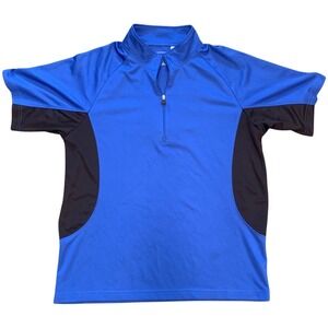 Lee Sport Mens Blue Black Quarter Zip Short Sleeve Athletic Performance Shirt L